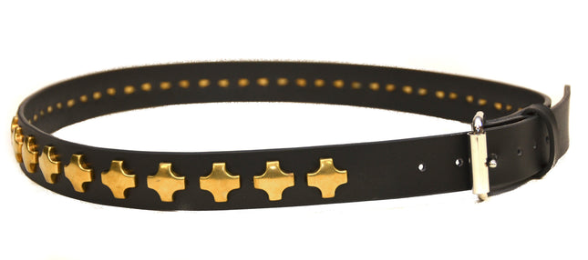 BT407BRS 1 ROW LARGE BRASS CROSS STUD BELT