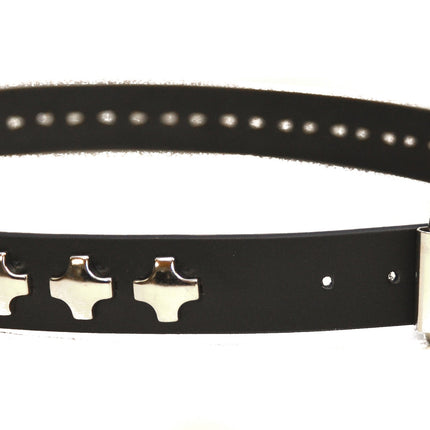 BT407NIC 1 ROW LARGE NICKEL CROSS STUD BELT
