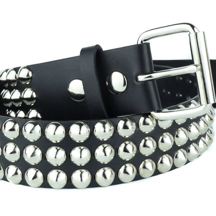 BT443 3 ROW 1/2" CONICAL STUDDED GENUINE LEATHER BELT
