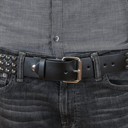 BT443-BS 3 ROW 1/2" BLACK CONICAL STUDDED BELT