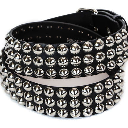 BT443 3 ROW 1/2" CONICAL STUDDED GENUINE LEATHER BELT