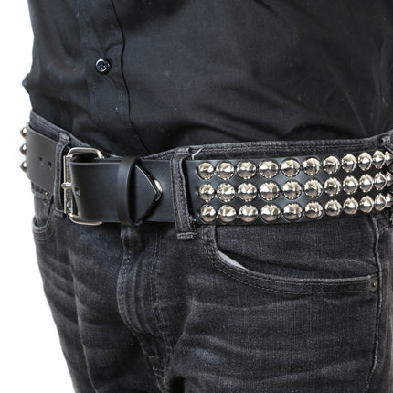 BT443 3 ROW 1/2" CONICAL STUDDED GENUINE LEATHER BELT