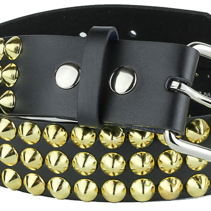 BT443-BRS 3 ROW BRASS CONICAL STUD BELT
