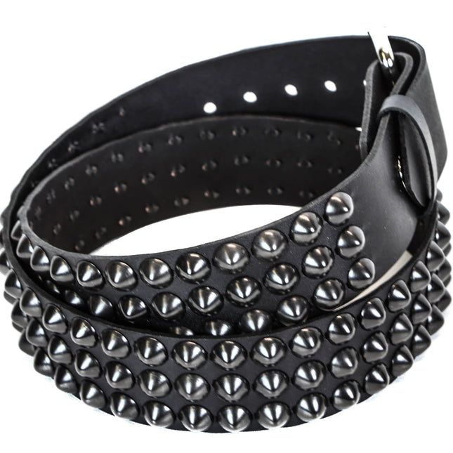 BT443-BS 3 ROW 1/2" BLACK CONICAL STUDDED BELT