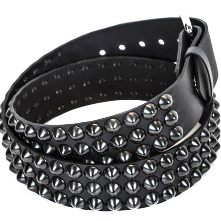 BT443-BS 3 ROW 1/2" BLACK CONICAL STUDDED BELT