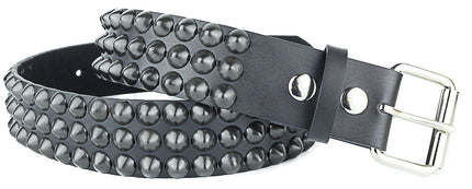 BT443-BS 3 ROW 1/2" BLACK CONICAL STUDDED BELT