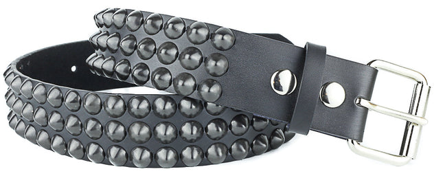 BT443-BS 3 ROW 1/2" BLACK CONICAL STUDDED BELT