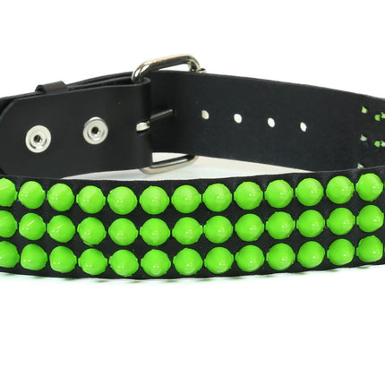 BT443-GS 3 ROW GREEN CONICAL STUD BELT