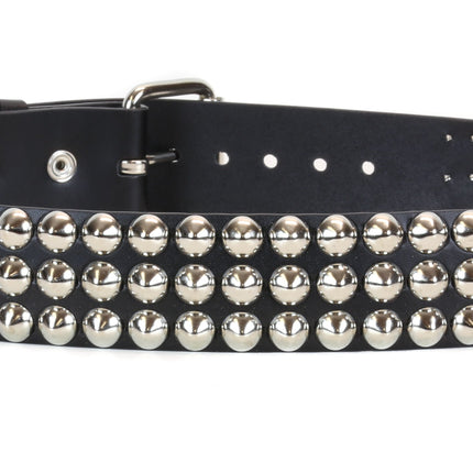 BT443 3 ROW 1/2" CONICAL STUDDED GENUINE LEATHER BELT