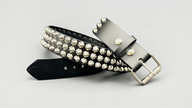 BT443 3 ROW 1/2" CONICAL STUDDED GENUINE LEATHER BELT