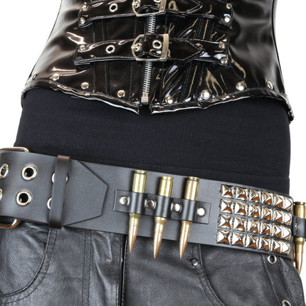BT449BRS BRASS .308 BULLET & 4 ROW PYRAMID STUDDED BELT