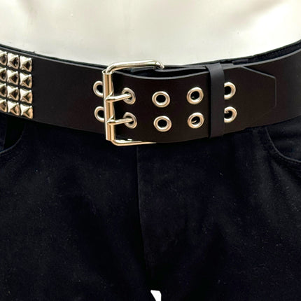 BT449BRS BRASS .308 BULLET & 4 ROW PYRAMID STUDDED BELT