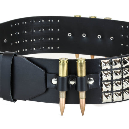 BT449BRS BRASS .308 BULLET & 4 ROW PYRAMID STUDDED BELT