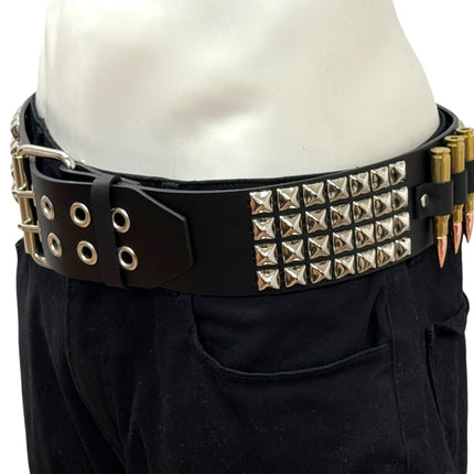 BT449BRS BRASS .308 BULLET & 4 ROW PYRAMID STUDDED BELT