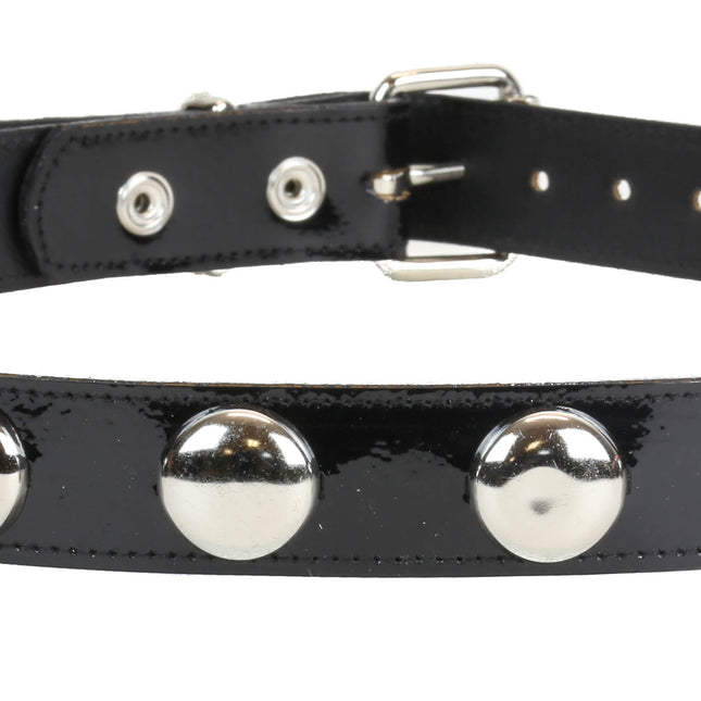 BT450P-BLK DOME STUD BLACK PATENT LEATHER BELT