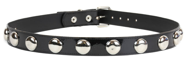 BT450P-BLK DOME STUD BLACK PATENT LEATHER BELT