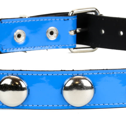 BT450P-BLU DOME STUD BLUE PATENT LEATHER BELT