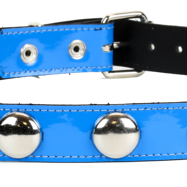 BT450P-BLU DOME STUD BLUE PATENT LEATHER BELT