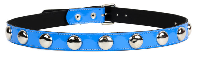 BT450P-BLU DOME STUD BLUE PATENT LEATHER BELT