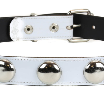 BT450P-WHT DOME STUD WHITE PATENT LEATHER BELT