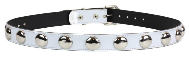 BT450P-WHT DOME STUD WHITE PATENT LEATHER BELT