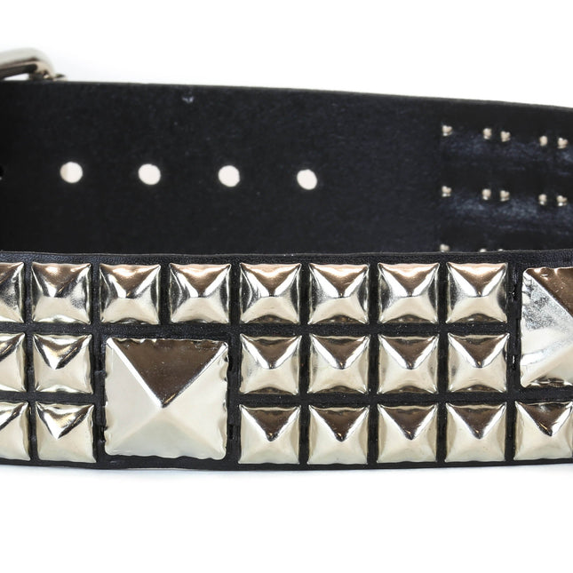 BT452 THREE  ROW STUDDED BELT WITH 1/2" & 1" PYRAMID STUD
