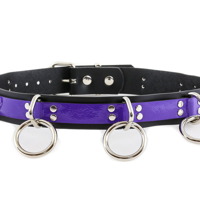 BT470PPL PURPLE BONDAGE BELT DEE RINGS AND LOOPS