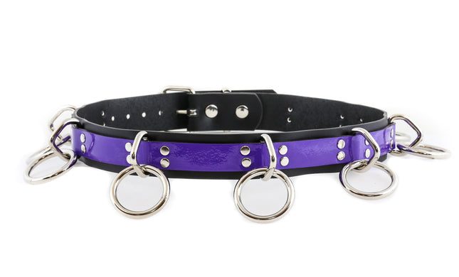 BT470PPL PURPLE BONDAGE BELT DEE RINGS AND LOOPS