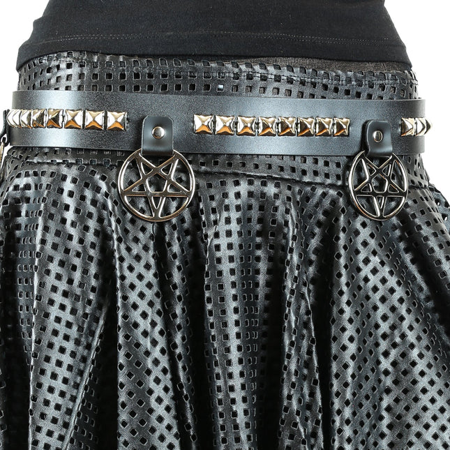 BT478 PYRAMID STUDDED PENTAGRAM CHAIN BELT