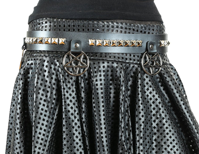 BT478 PYRAMID STUDDED PENTAGRAM CHAIN BELT