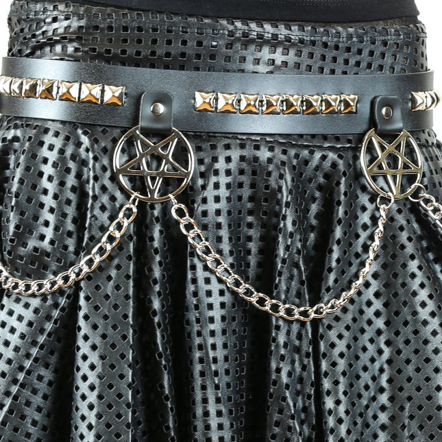 BT478 PYRAMID STUDDED PENTAGRAM CHAIN BELT