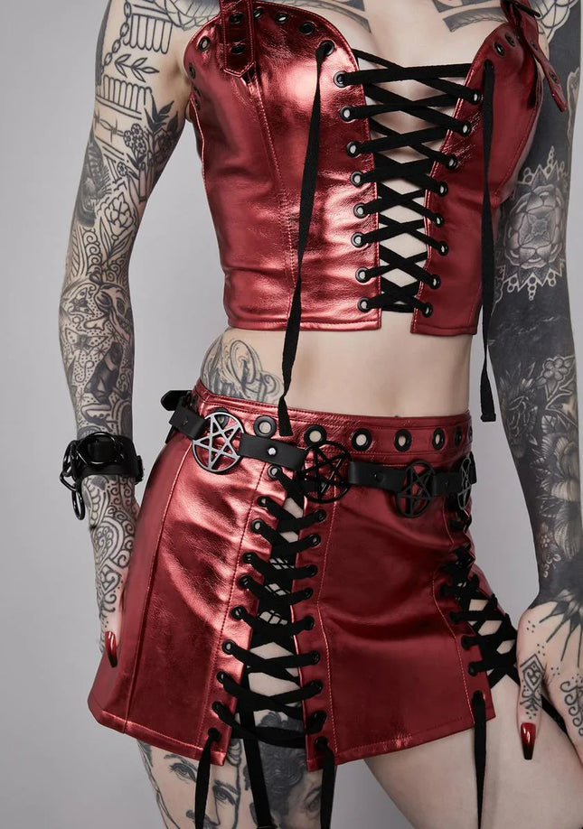 BT485-BS  BLACK  LARGE PENTAGRAM BELT LEATHER LINK BUCKLE BACK
