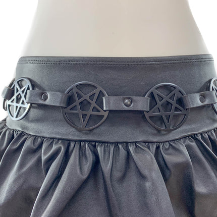 BT485-BS  BLACK  LARGE PENTAGRAM BELT LEATHER LINK BUCKLE BACK