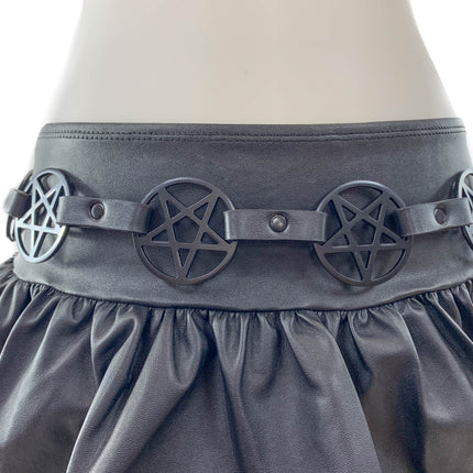 BT485-BS  BLACK  LARGE PENTAGRAM BELT LEATHER LINK BUCKLE BACK