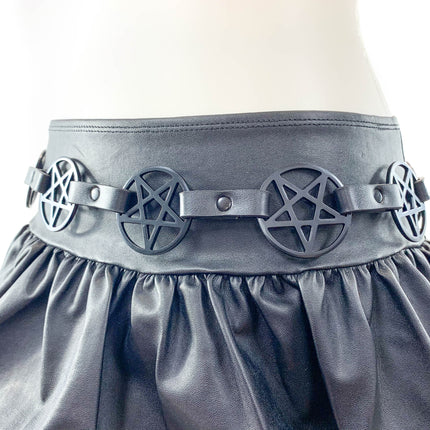 BT485-BS  BLACK  LARGE PENTAGRAM BELT LEATHER LINK BUCKLE BACK