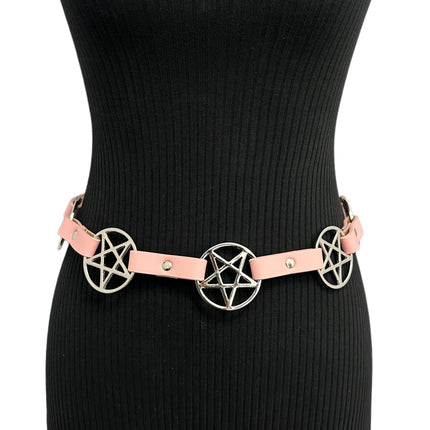 BT485PINK  PASTEL  PENTAGRAM BELT