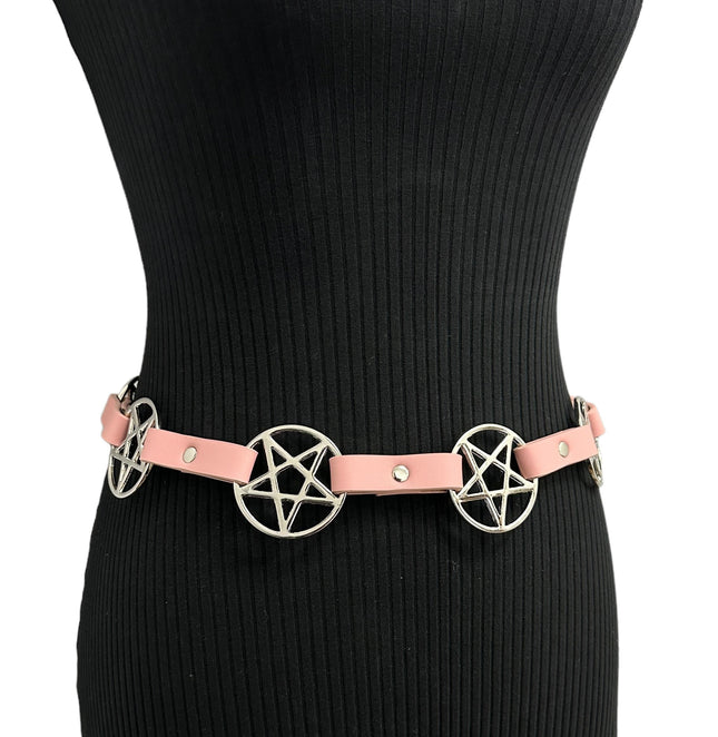 BT485PINK  PASTEL  PENTAGRAM BELT
