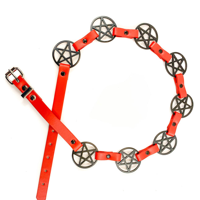 BT485RD-BS  LARGE PENTAGRAM BELT LEATHER LINK BUCKLE BACK