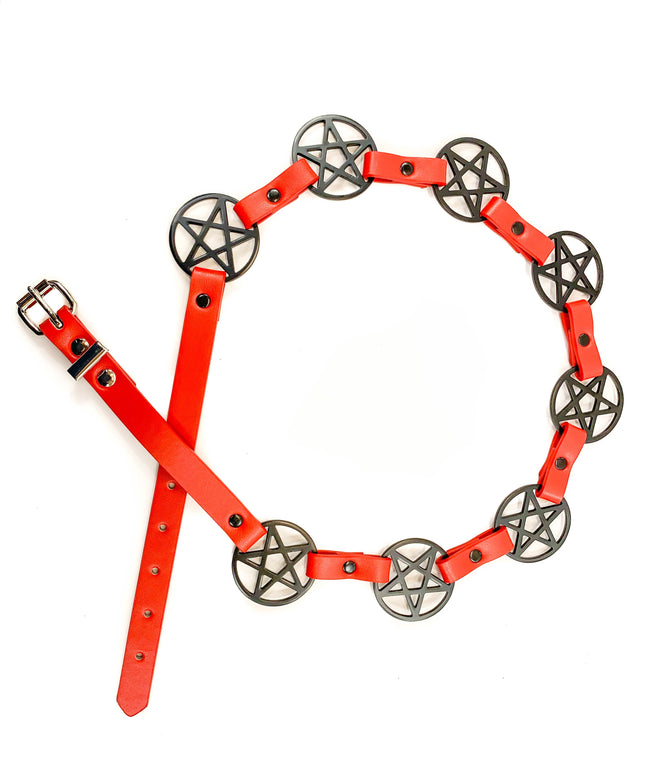 BT485RD-BS  LARGE PENTAGRAM BELT LEATHER LINK BUCKLE BACK