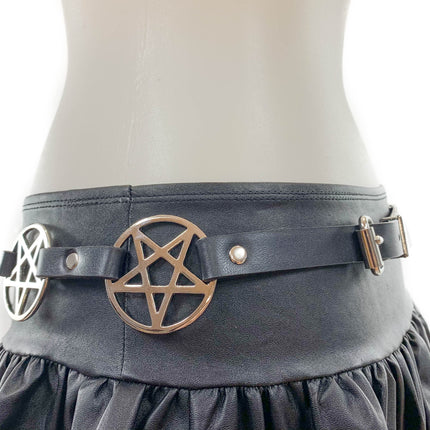 BT485 LARGE PENTAGRAM BELT LEATHER LINK BUCKLE BACK