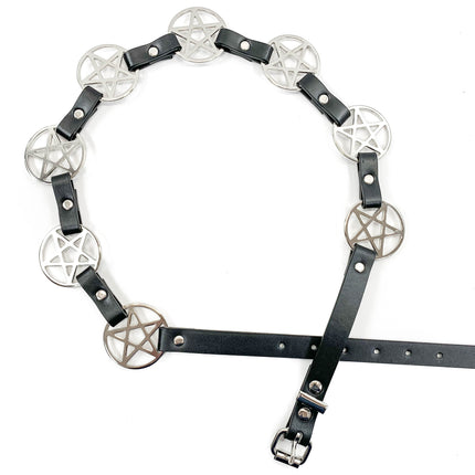 BT485 LARGE PENTAGRAM BELT LEATHER LINK BUCKLE BACK