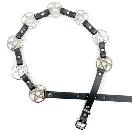BT485 LARGE PENTAGRAM BELT LEATHER LINK BUCKLE BACK