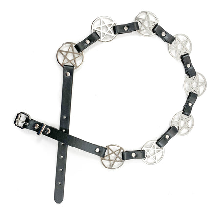 BT485 LARGE PENTAGRAM BELT LEATHER LINK BUCKLE BACK