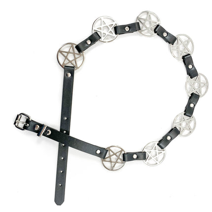 BT485 LARGE PENTAGRAM BELT LEATHER LINK BUCKLE BACK