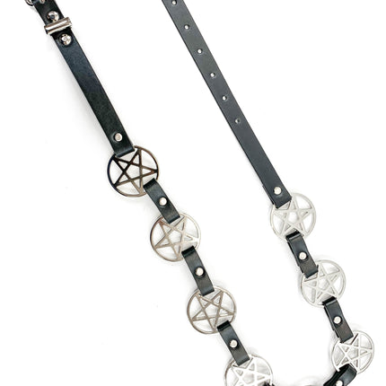 BT485 LARGE PENTAGRAM BELT LEATHER LINK BUCKLE BACK