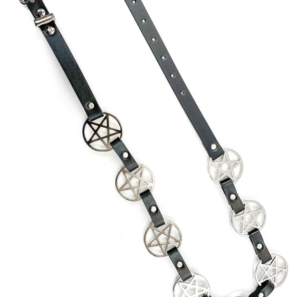 BT485 LARGE PENTAGRAM BELT LEATHER LINK BUCKLE BACK