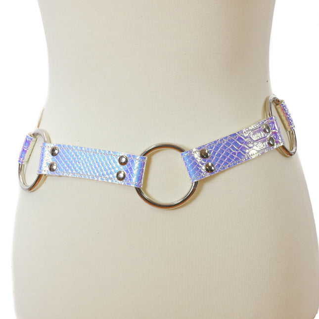 BT490RN-SNK SNAKESKIN RAINBOW RING LINK BELT