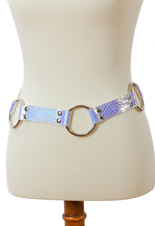 BT490RN-SNK SNAKESKIN RAINBOW RING LINK BELT