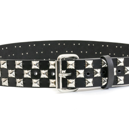 BT492 3 ROW PYRAMID CHECKERED BELT