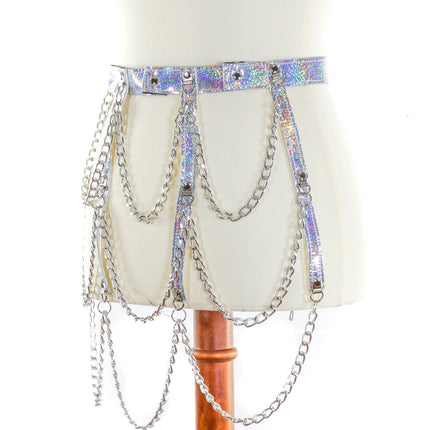 BT500RN-GLT HANGING 3 ROW CHAIN GLITTER BELT